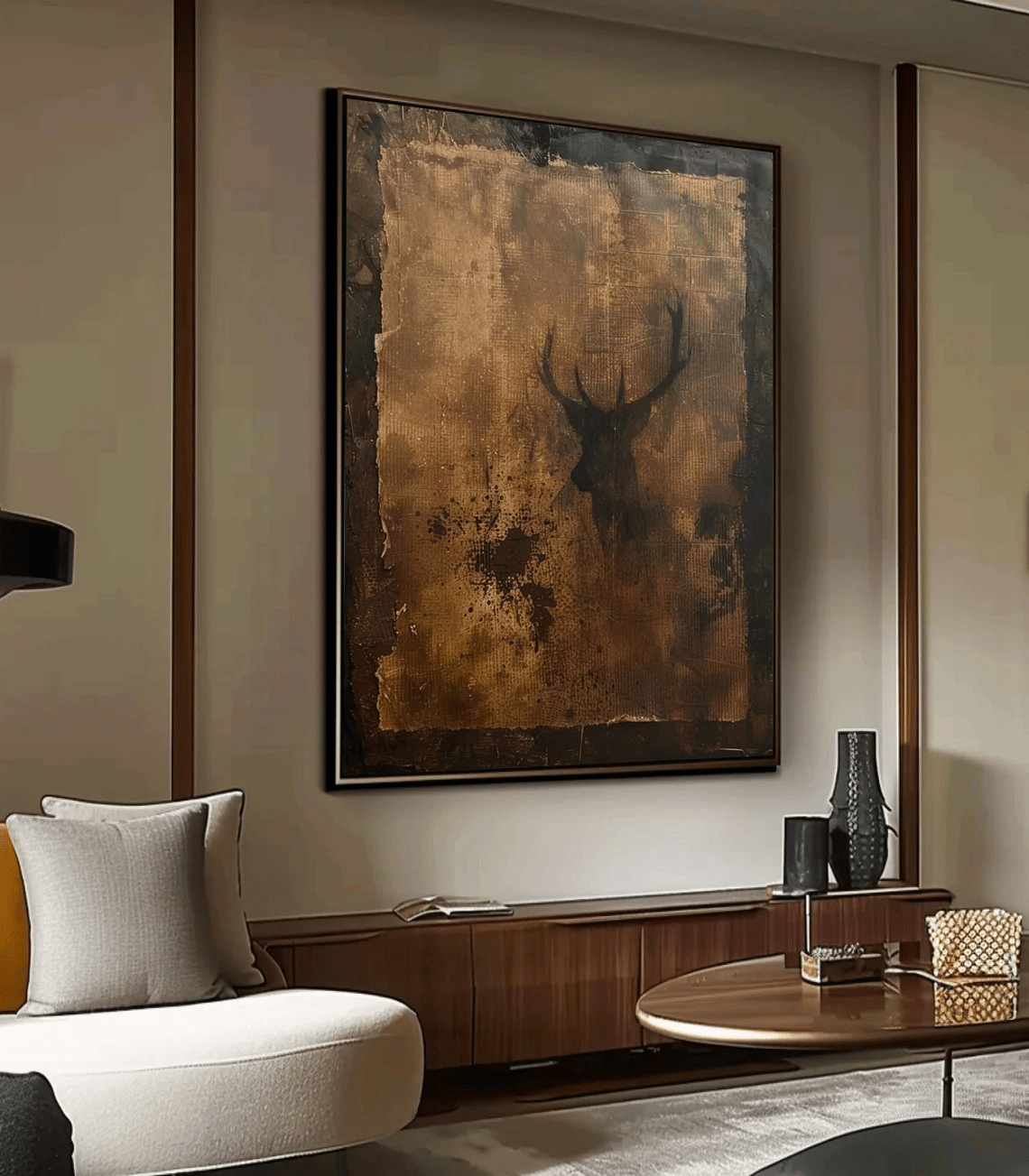 Abstract Wabi - Sabi Deer Head Oil Painting SR0044 - Viral Wall Art